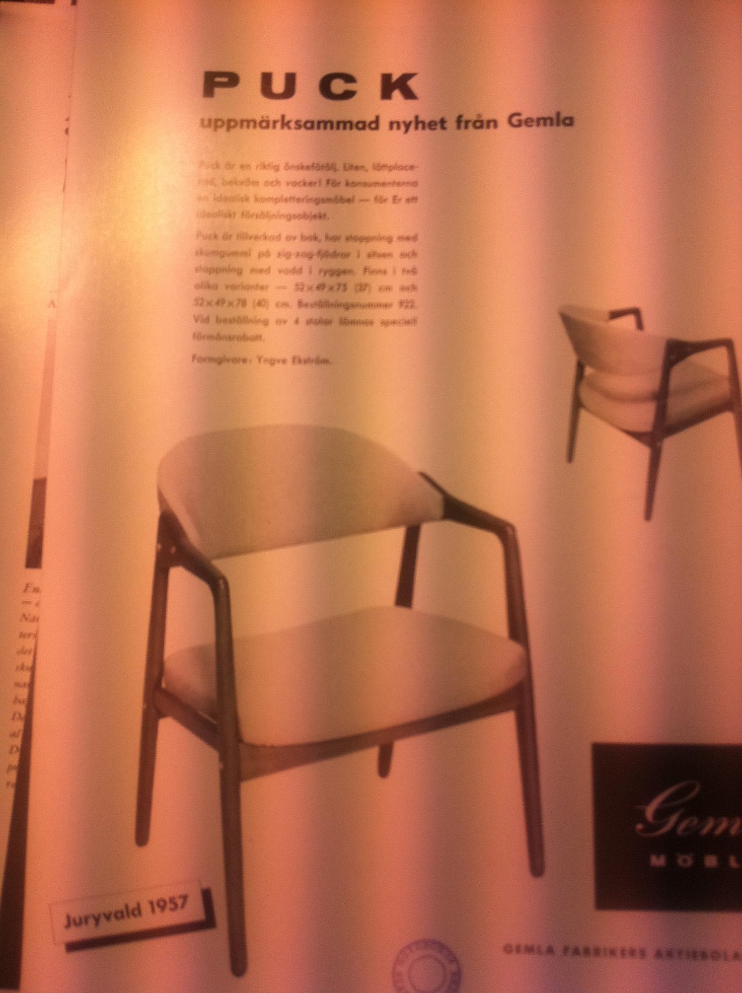 A arm chair by Yngve Ekström, "Puck/922", Gemla Fabrikers AB, Diö, designed in 1956.