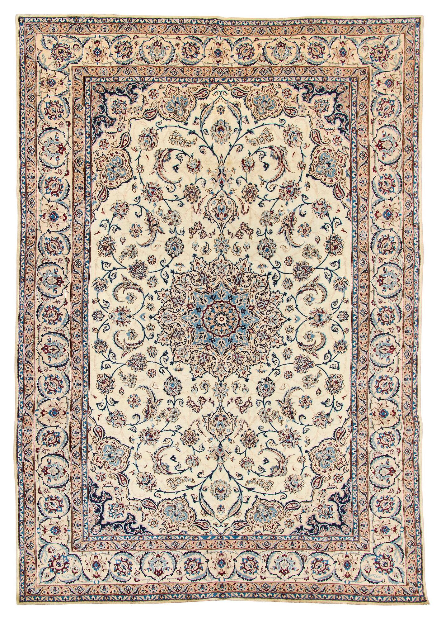 A carpet, Nain, part silk S.K 9LAA. Circa 352x248 cm.