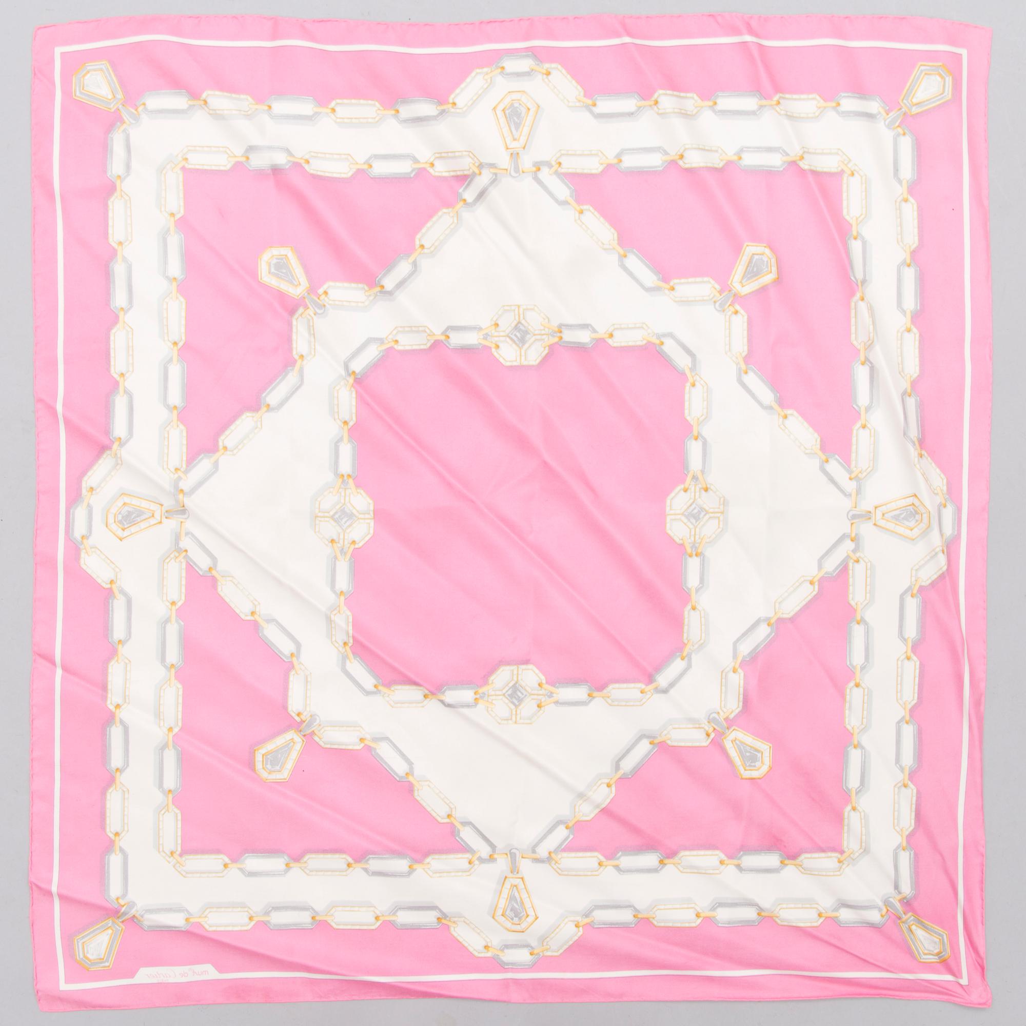 Two Silk Scarves by YSL and must de Cartier.