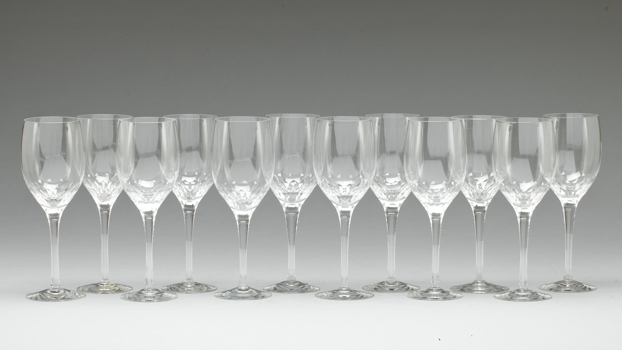 VINGLAS, glas, 12 st, "Prelude", formgivna av Nils Landberg, Orrefors, 1900-talets andra hälft.