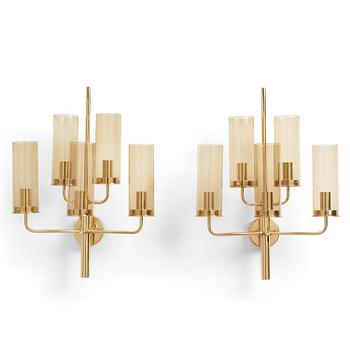 Hans-Agne Jakobsson, wall sconces, a pair, "Sonata", model "V169-5", Hans-Agne Jakobsson AB, Markaryd, 1960s-70s.