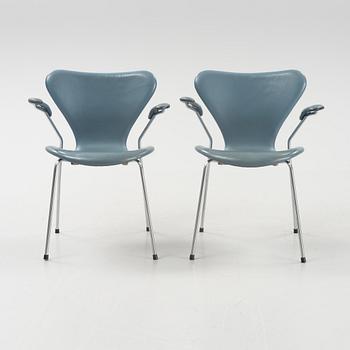Arne Jacobsen, karmstolar, 5 st, "Sjuan", Fritz Hansen, Danmark, 1980-tal.