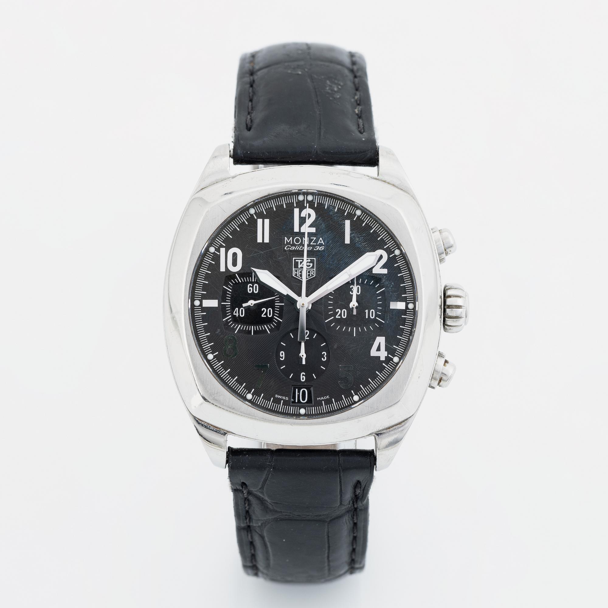 Tag Heuer, Monza, Calibre 36, wristwatch, 38 x 38 (44) mm.