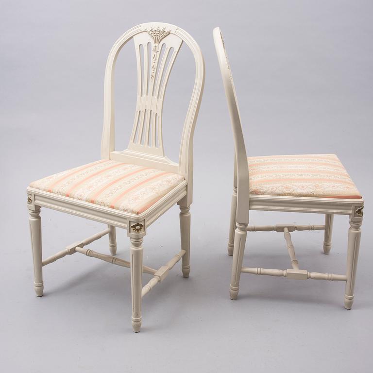 MATBORD och STOLAR, 4 st, gustaviansk stil, 1900-talets mitt.