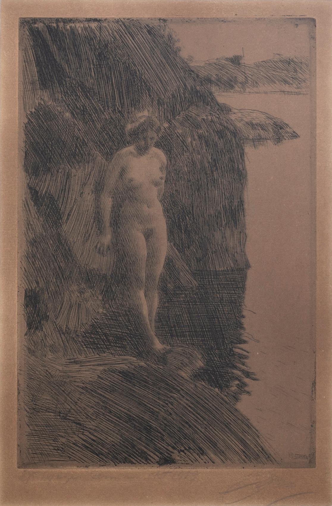 Anders Zorn, a signed etching from 1909.