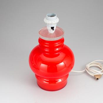 A red glass table lamp, 1960/70's.