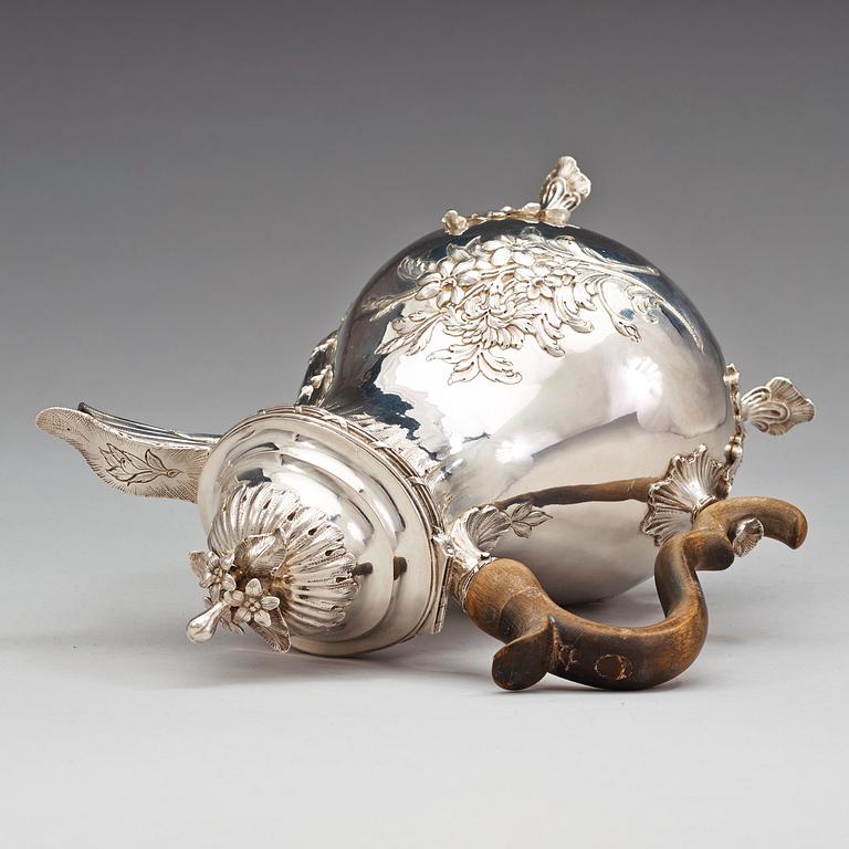 A Swedish 18th century silver coffee-pot, Fredrik Petersson Ström, Stockholm 1775.