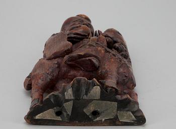 SKULPTUR, målat trä, Kina troligen 1800-talets slut.