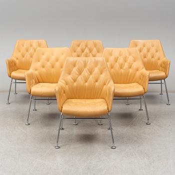 A set of six Bruno Mathsson "Mirja" armchairs for Dux, Sweden.