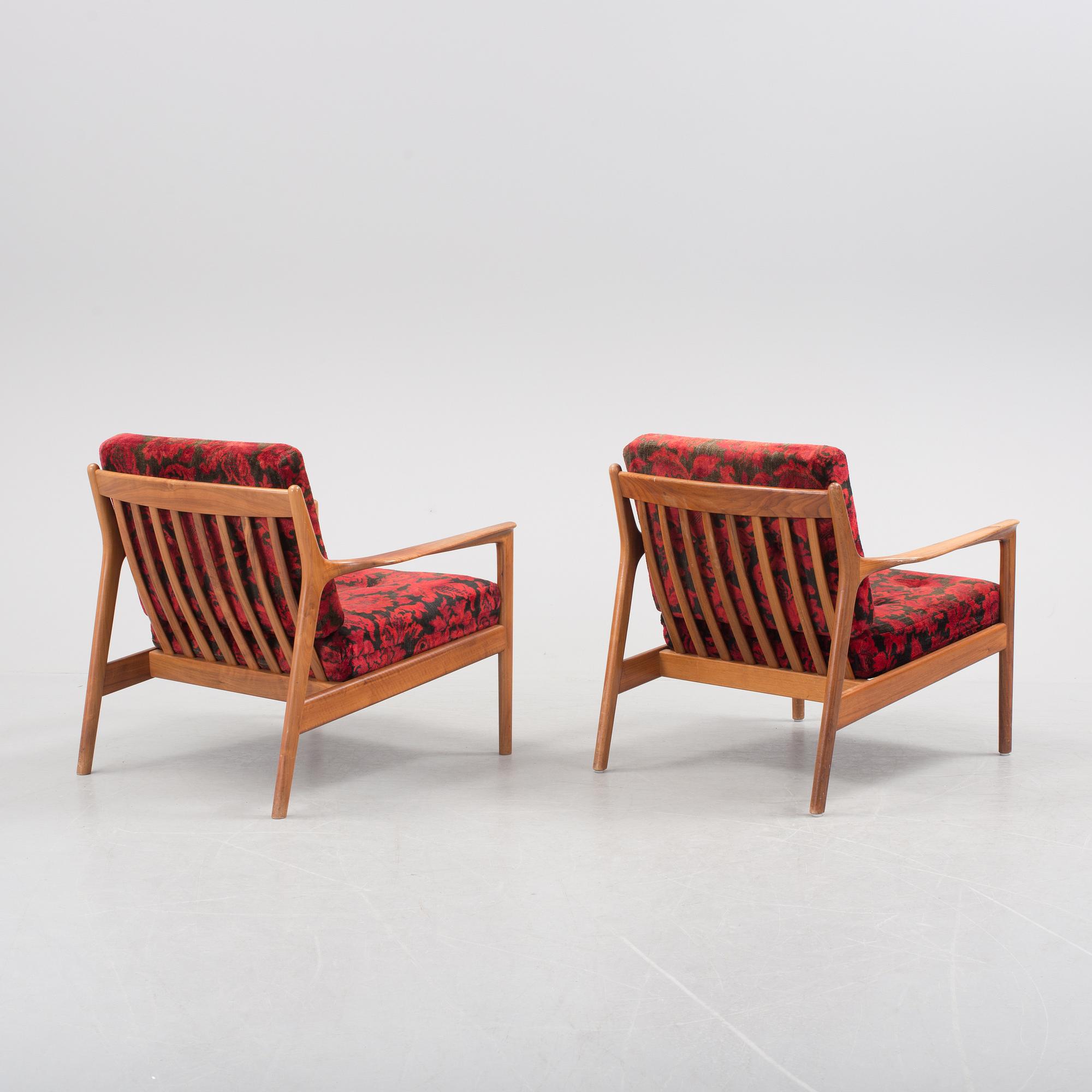 FOLKE OHLSSON, a pair of teak "USA 75" easy chair, DUX, 1960s.
