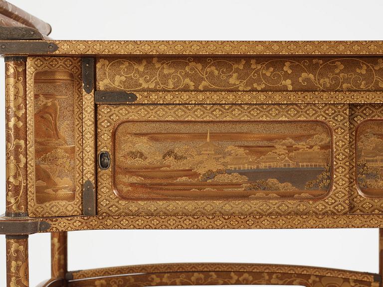 A Japanese lacquered display cabinet, Shodona, 19th Century.
