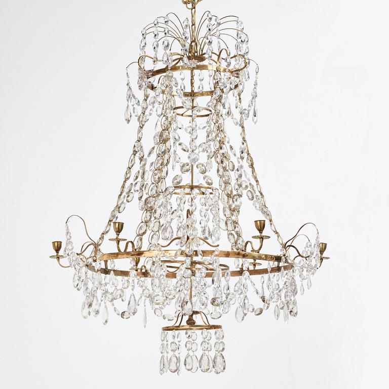 A Louis XVI late 18th century six-light chandlier.