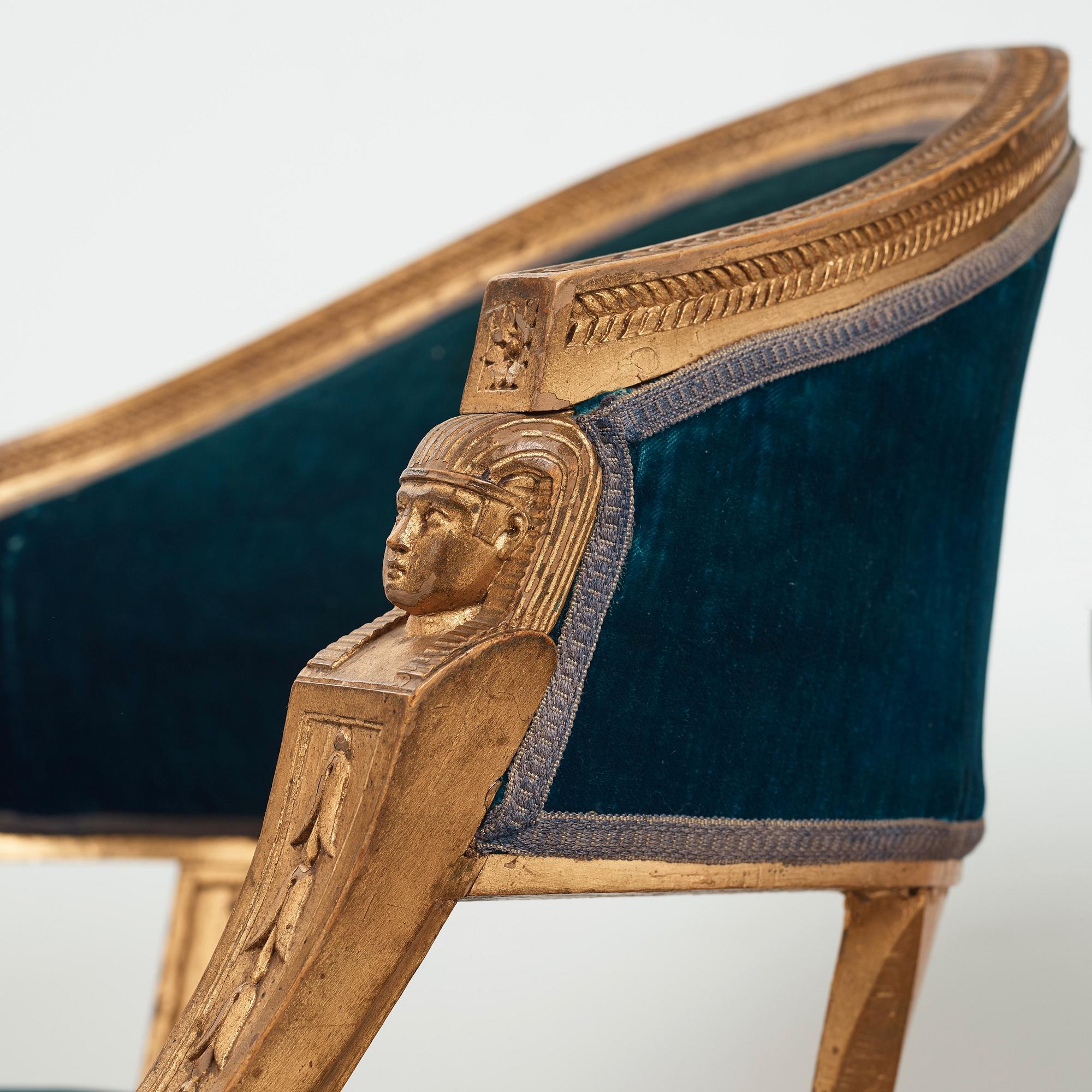 A pair of late Gustavian armchairs by Ephraim Ståhl (master in Stockholm 1794-1820).
