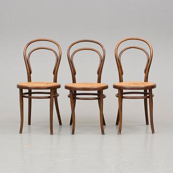 STOLAR, 3 st, etikettmärkta Thonet, omkring 1900.