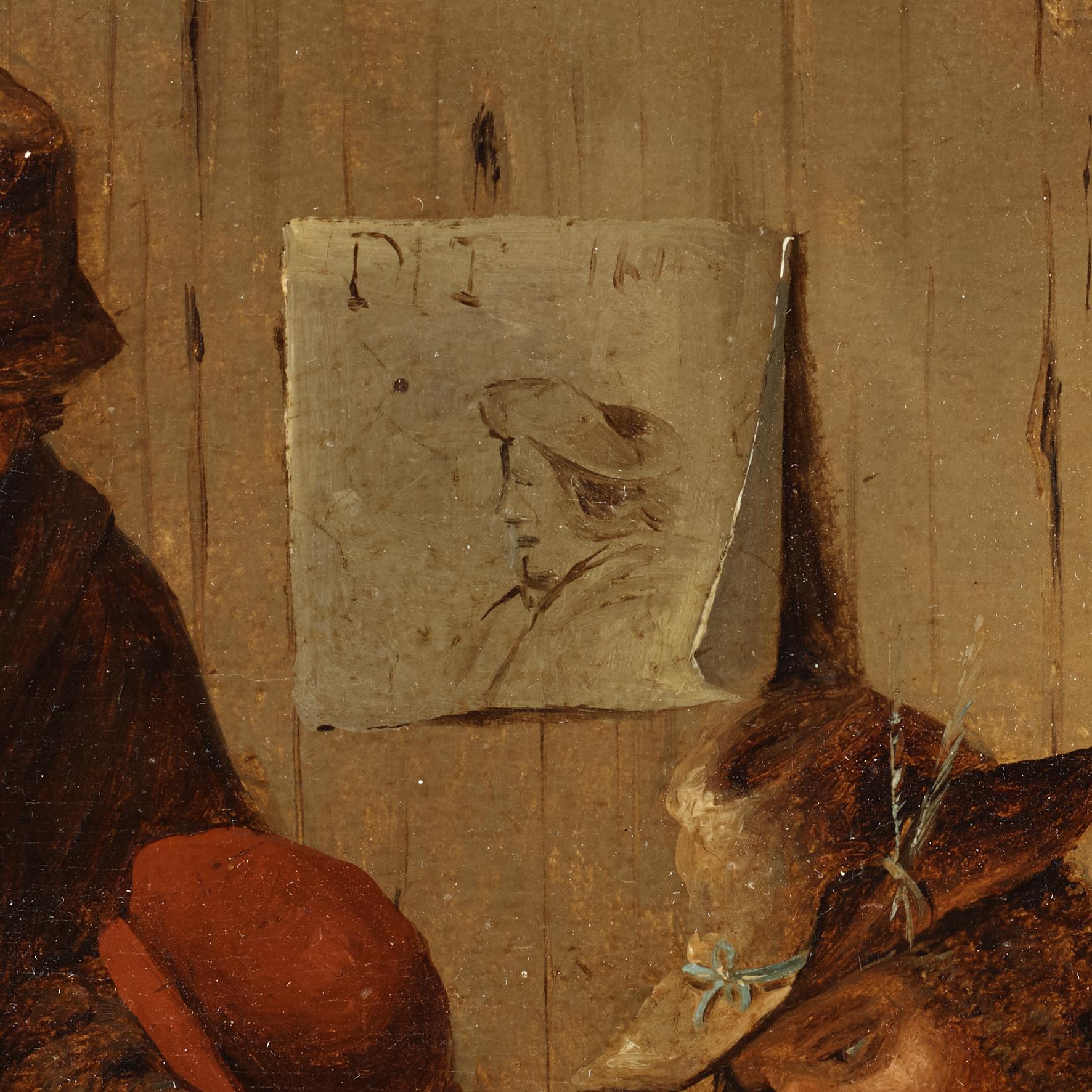 DAVID TENIERS D.Y, Efter, olja på pannå, 1800-tal, bär signatur.