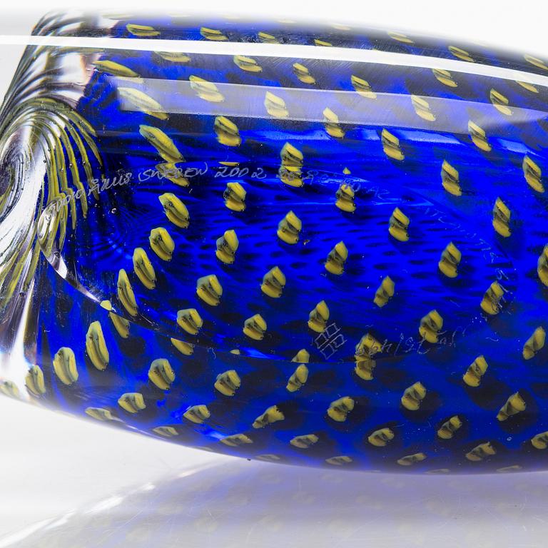 Skulptur, glas, signerad, formgivare Hanne Dreutler, glasblåsare Arthur Zirnsack, Studio Åhus 2002.