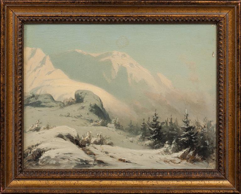OKÄND KONSTNÄR, olja på pannå, monogramsignerad och daterad 81(1881).