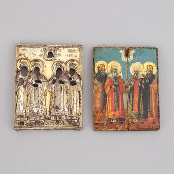 A russian icon, parcel gilt silver, Moscow 1792.