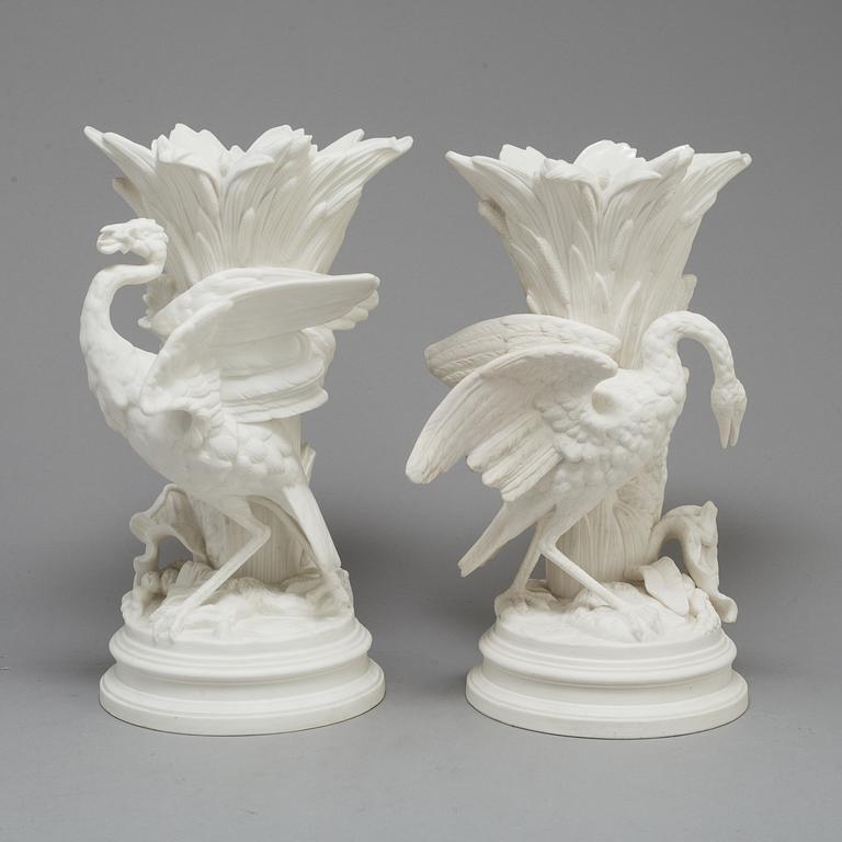 A PAIR OF PARIAN FLOWER VASES, Gustafsberg, second half of the 19th century.
