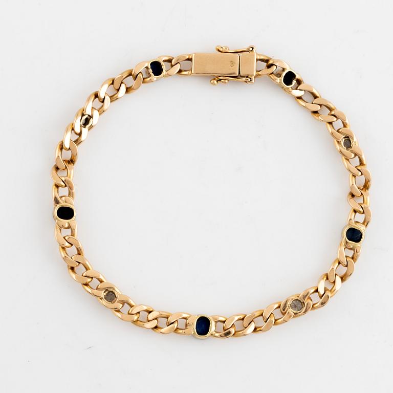 Armband, 18K guld pansarlänk med briljantslipade diamanter och safirer, Balestra.