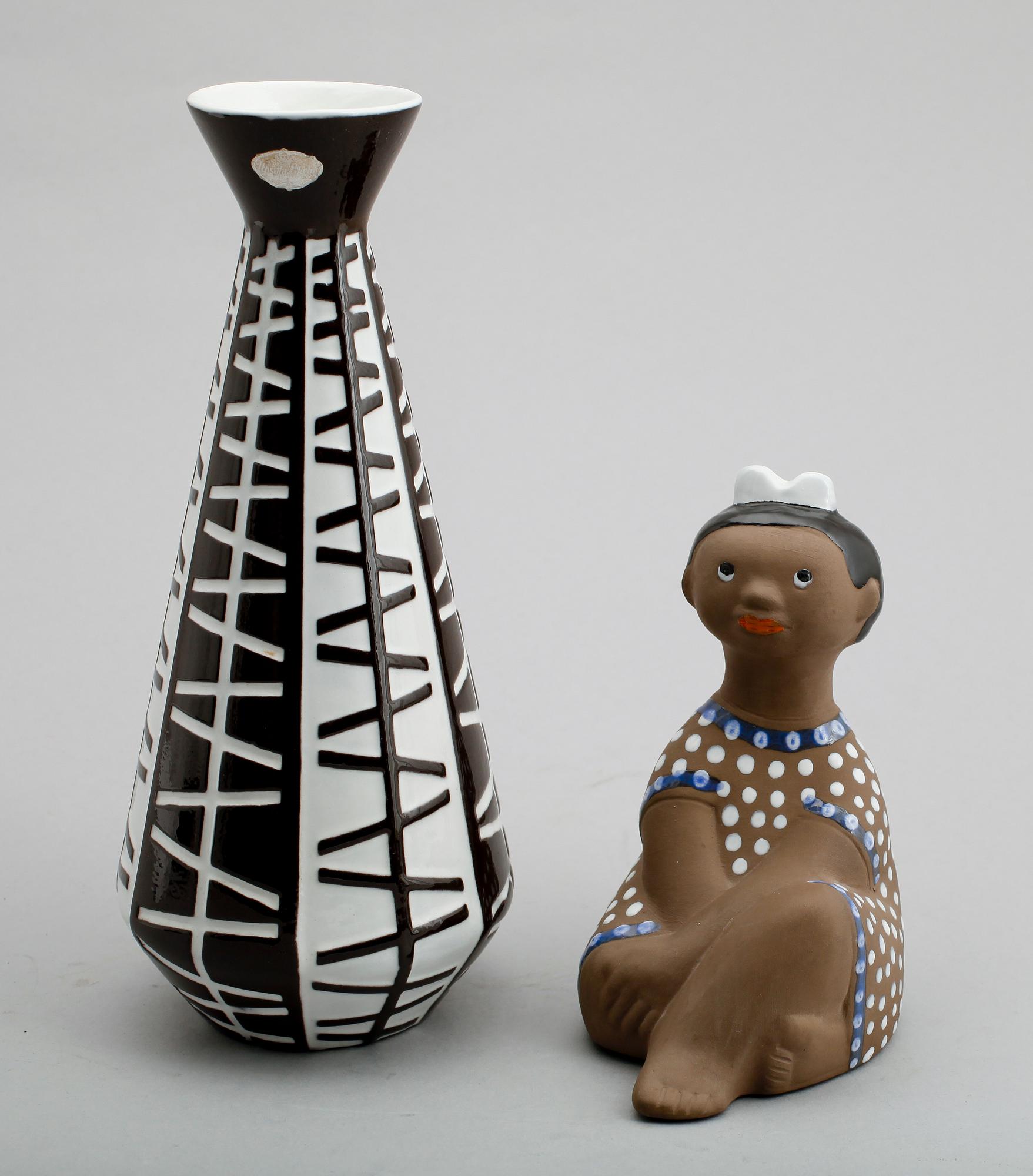 VAS SAMT FIGUR, lergods, Upsala-Ekeby.