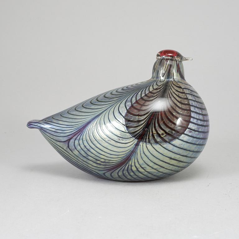 OIVA TOIKKA, lasilintu, Grey Pheasant, signerad Oiva Toikka Nuutajärvi Notsjö.