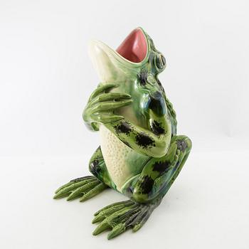 Floor vase in the form of a frog, 20th century, glazed ceramic.