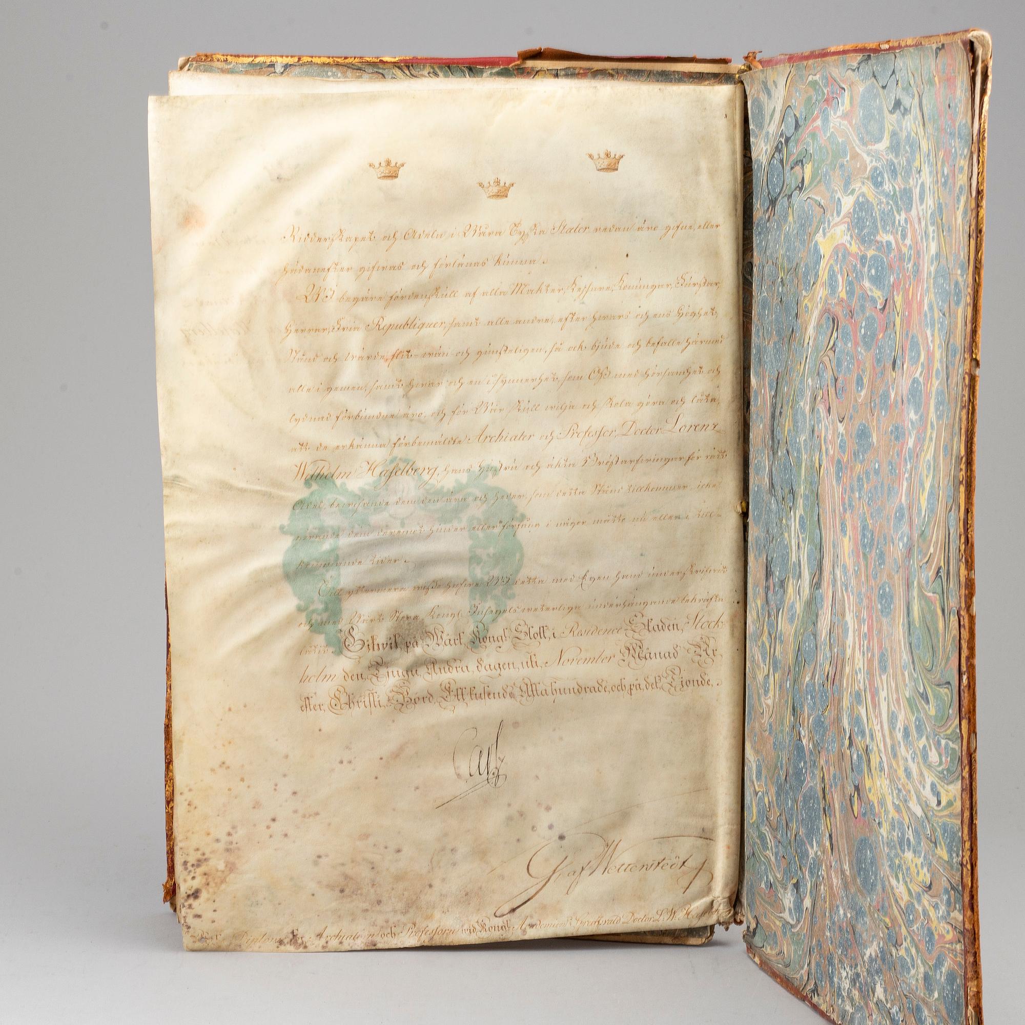 SKÖLDEBREV,  för adliga ätten von Haselberg (ointr).