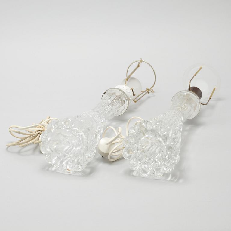 A pair of table lamps by Carl Fagerlund for Orrefors, third quarter of the 20th century.