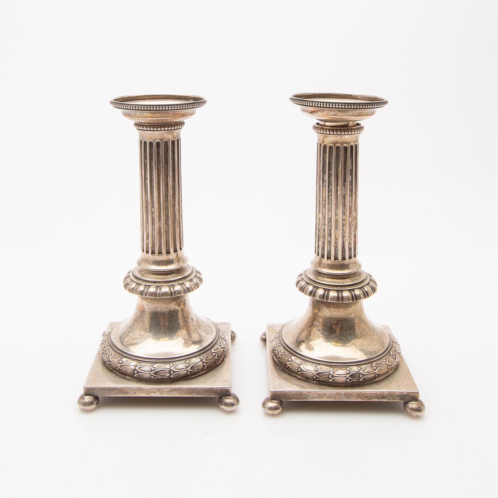 C.G. Hallberg, Ljusstakar, ett par, silver, 1900, Stockholm.