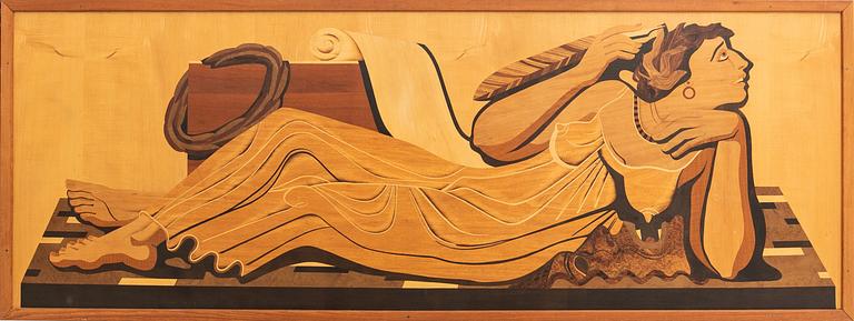 Wall panel Swedish Modern 1930s/40s possibly Mjölby Intarsia.