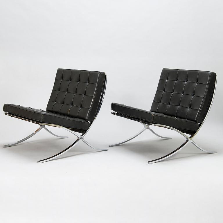 LUDWIG MIES VAN DER ROHE, A pair 'Barcelona' chairs for Knoll International, probably 1950's.