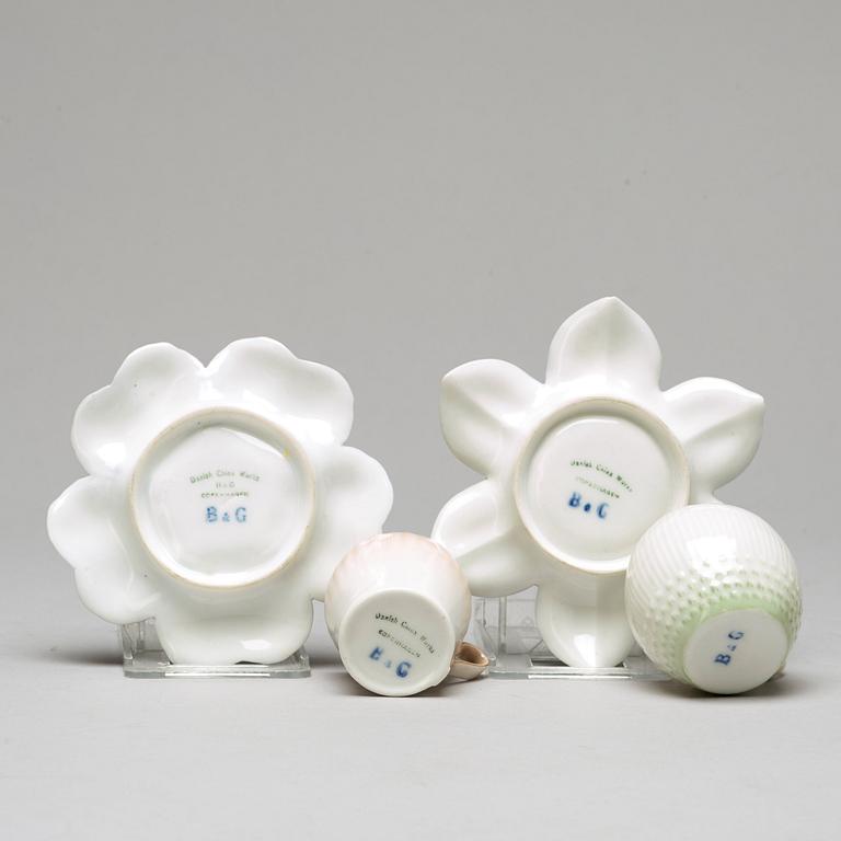 A set of six (3+3) cups with stands, Denmark, Bing & Gröndahl, early 20th Century.