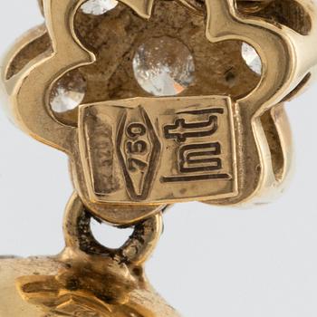 Hänge 18K guld med en odlad Söderhavspärla samt runda briljantslipade diamanter.