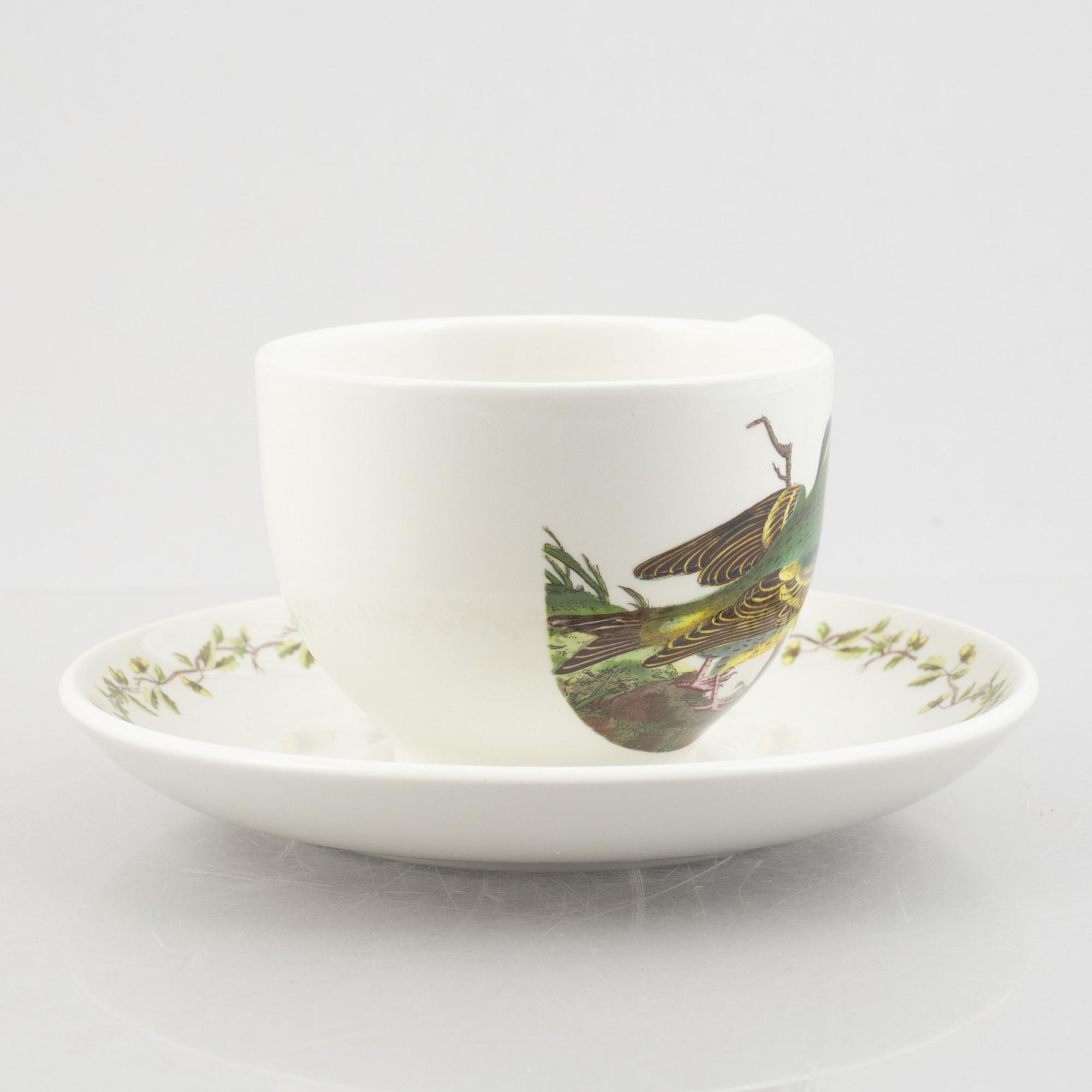 A 55-pieces dinner and coffee porcelain service, 'Birds of Britain', Portmeirion, England.
