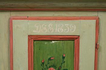 VÄGGSKÅP, allmoge, daterad 1839.