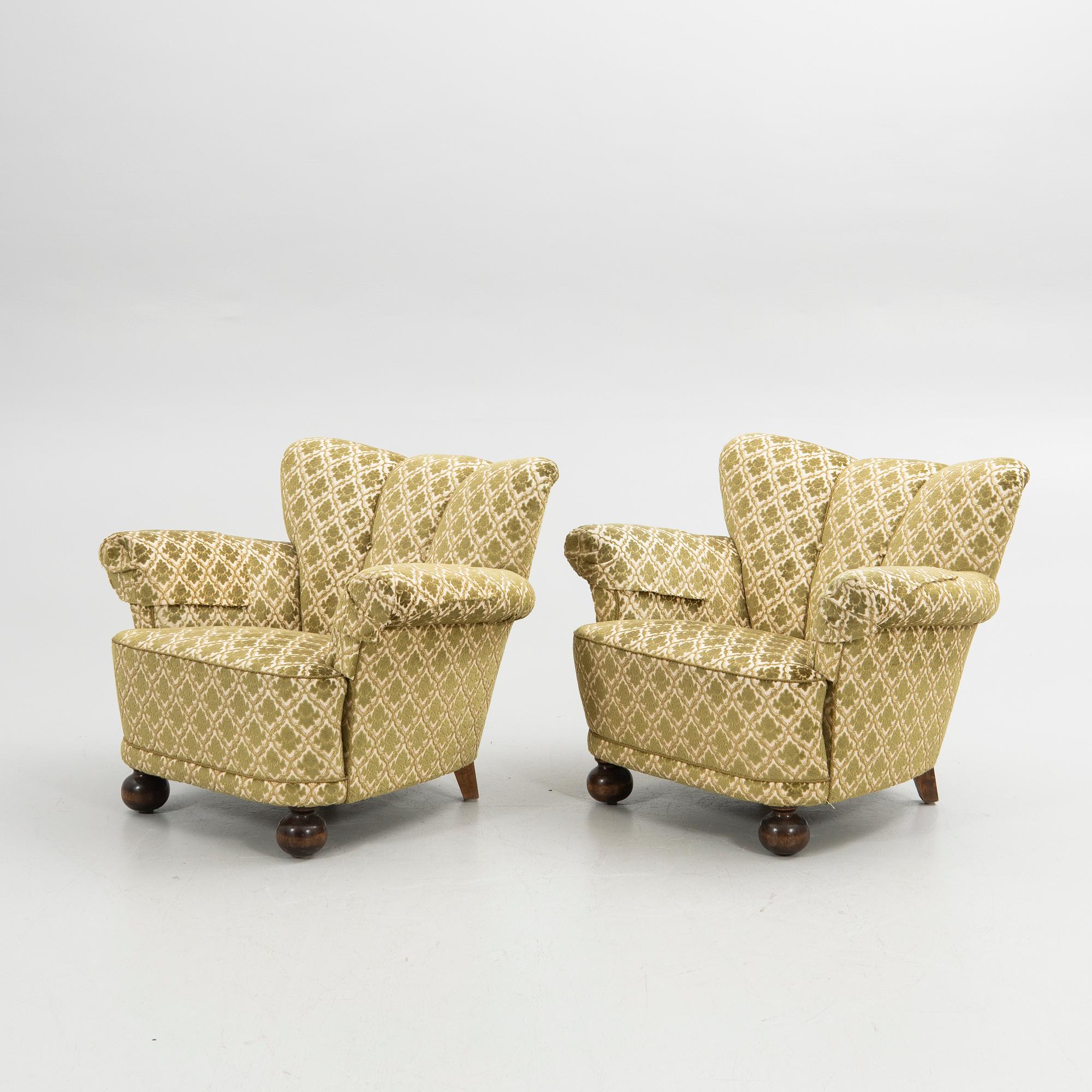 Fåtöljer, ett par, Swedish Modern, 1940-tal.