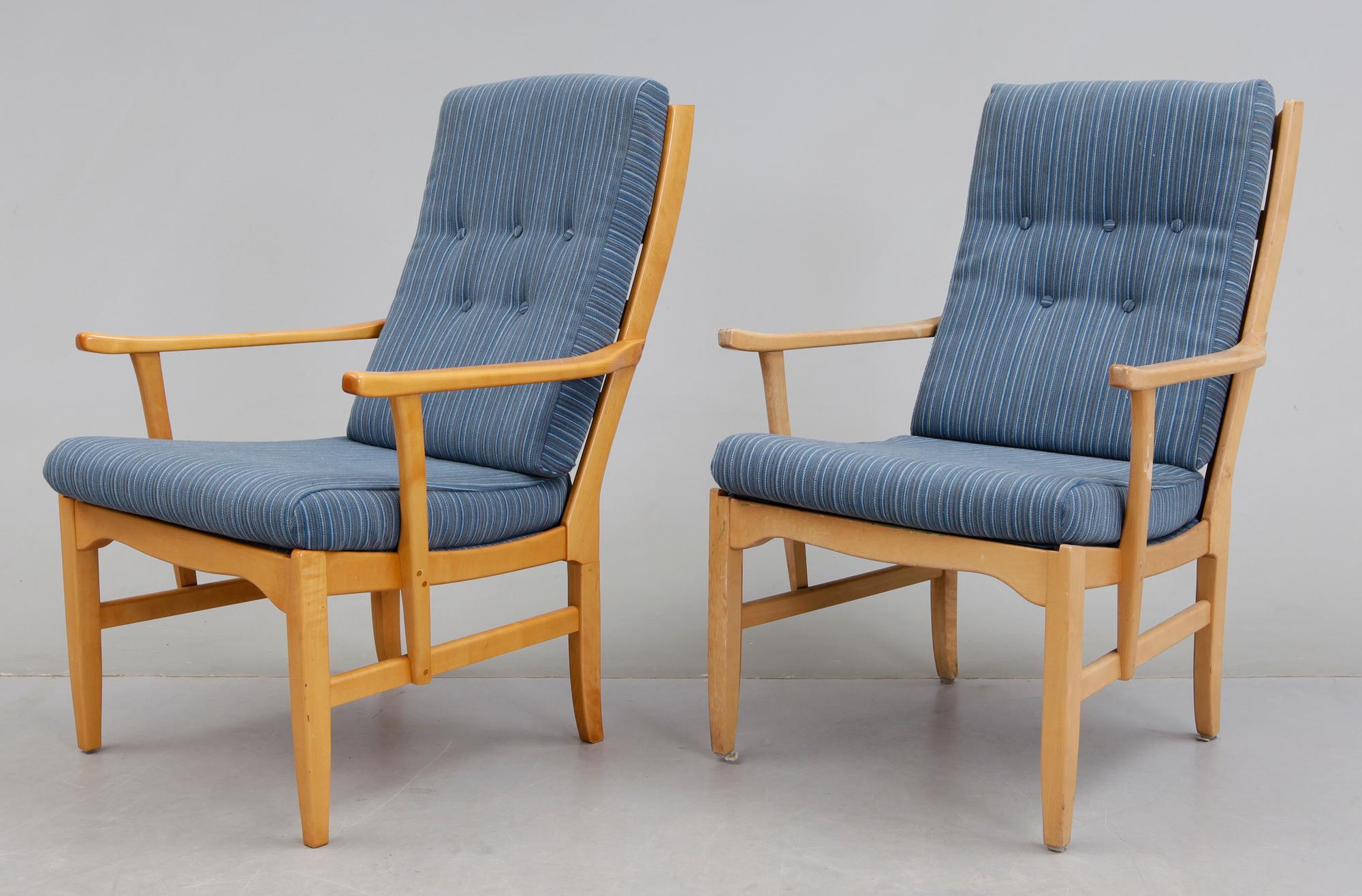 FÅTÖLJER, ett par, "Ulfåsa", Carl Malmsten, OH Sjögren Tranås, 1900-talets andra hälft.