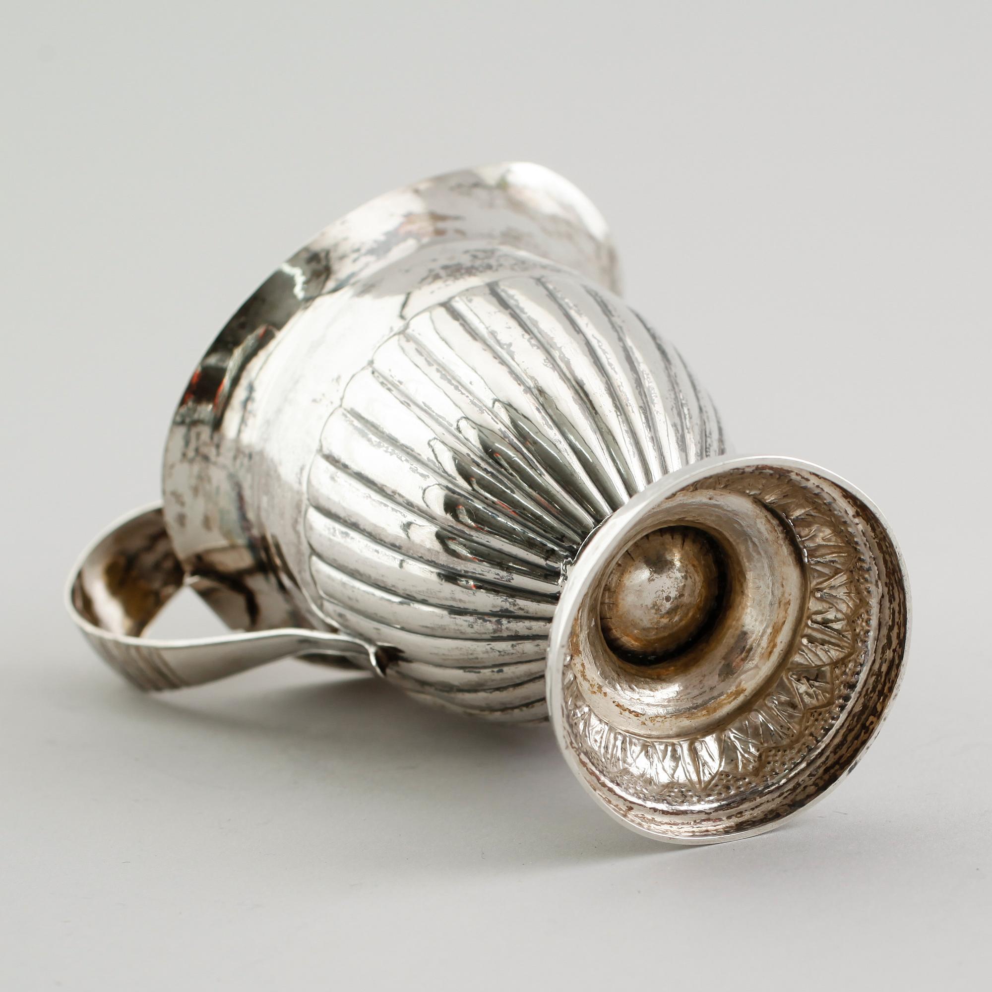 GRÄDDKANNA, silver, Johan Ferdinand Grönqvist, Östhammar  1849. Vikt ca 97 gram.