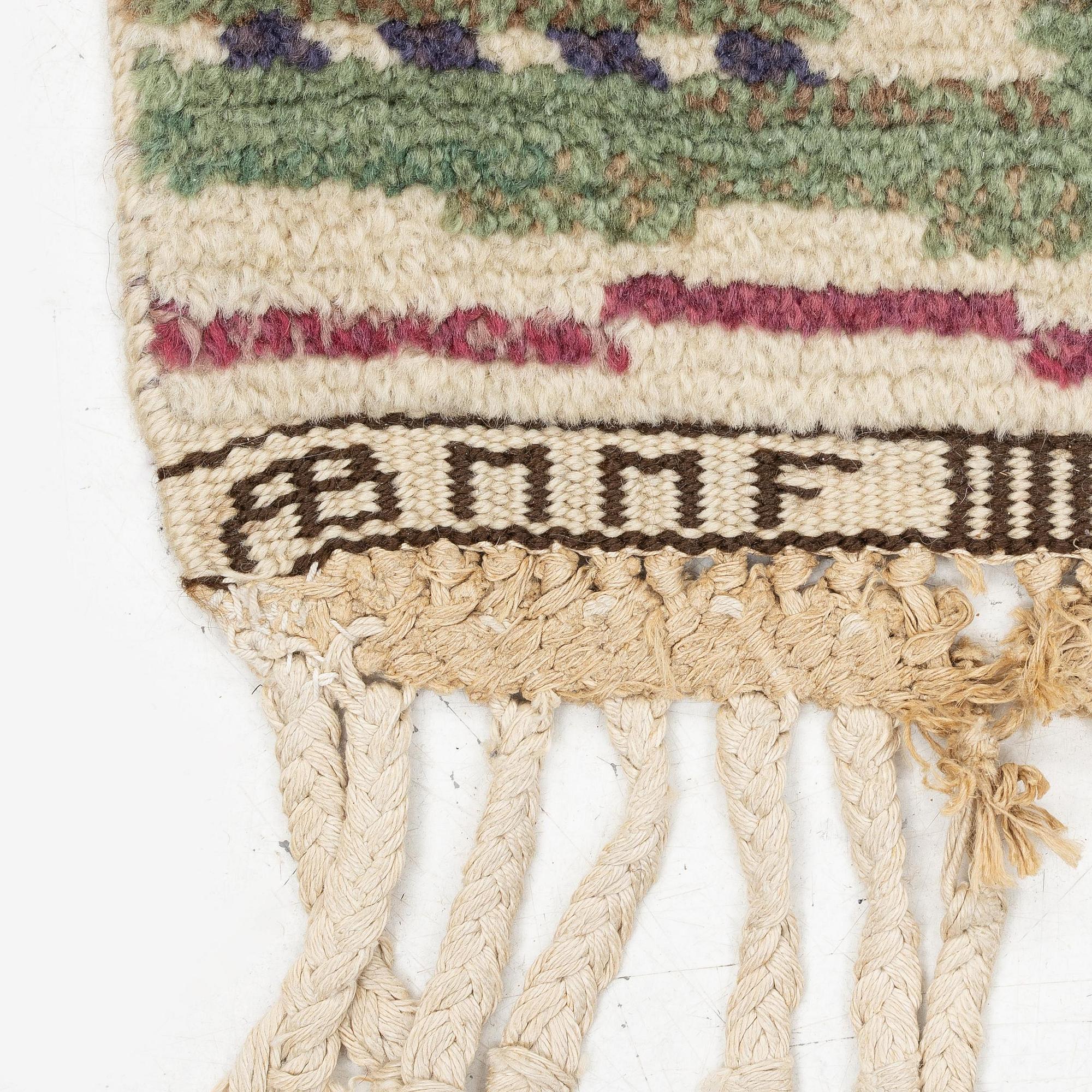 Märta Måås-Fjetterström, a 'Ängarna' carpet, knotted pile, c. 190 x 90 cm, signed AB MMF.
