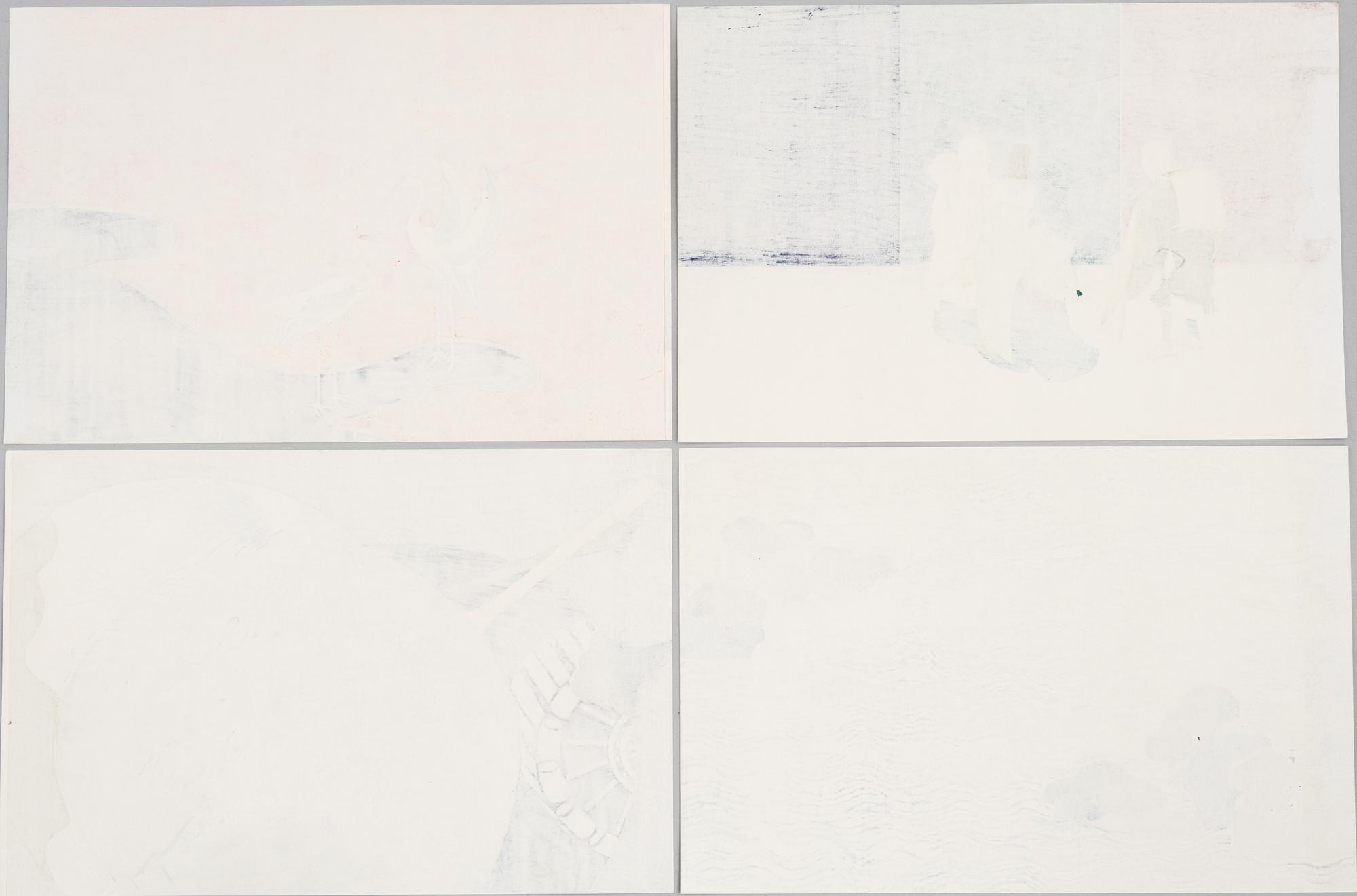 Kamisaka Sekka, after, four woodblock prints from the series "A Thousand Grasses" (Chigusa), 20th century.