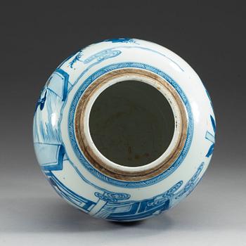 A blue and white jar, Qing dynasty, 18th Century.