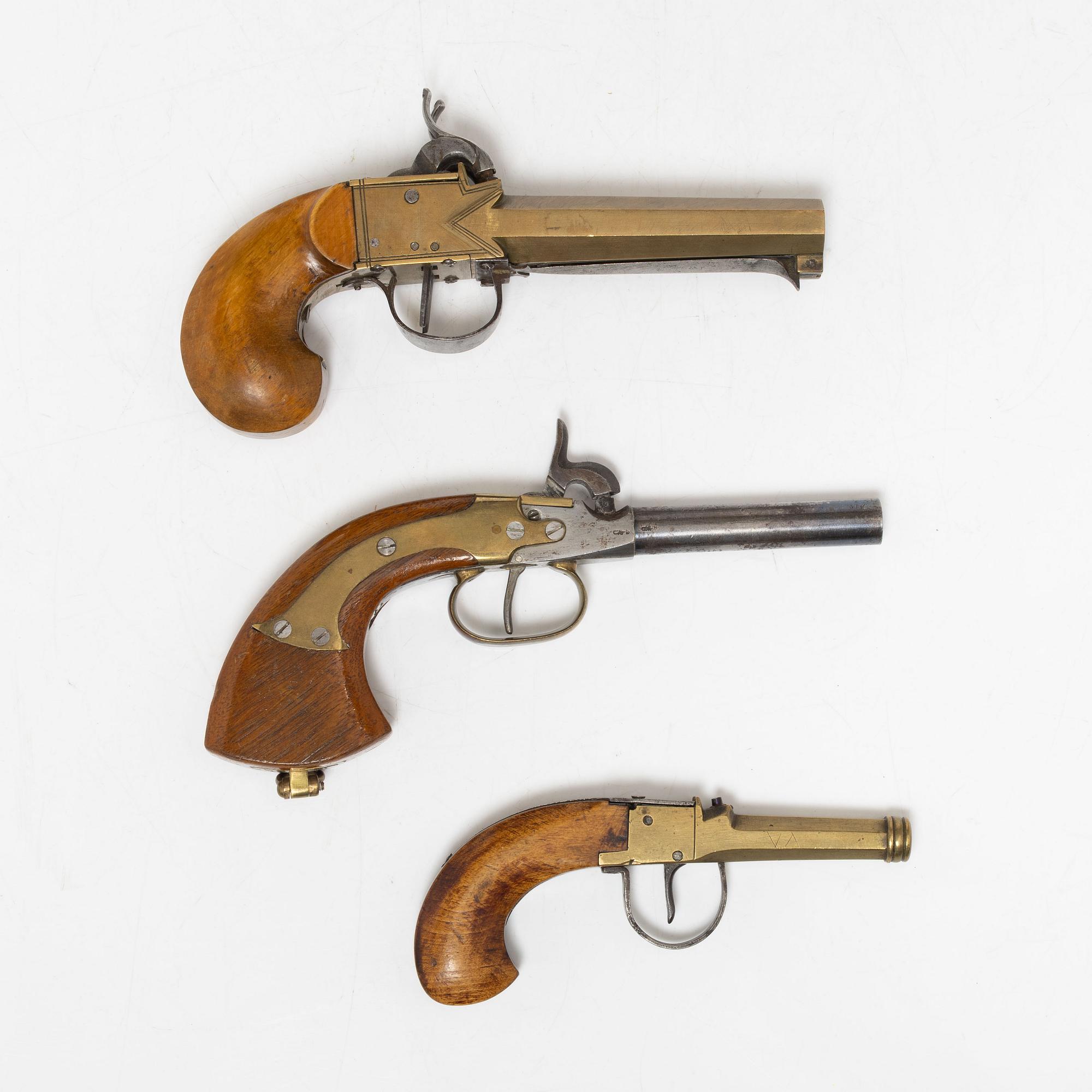 Slaglåspistoler, 3 st, 1800-talets andra hälft.
