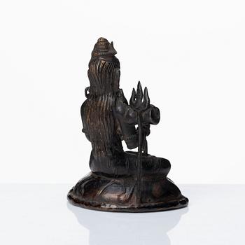 A seated bronze figure of a Hindu Mahayogi Shiva, Nepal, 20th Century.