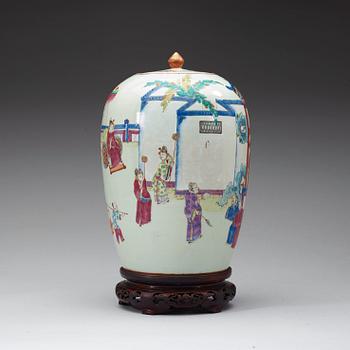 A famille rose urn with cover, Qing dynasty, late 19th century.