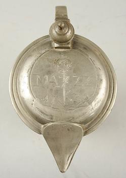 CYLINDERSTOP, tenn, märkt på locket MAZZZ 1720.