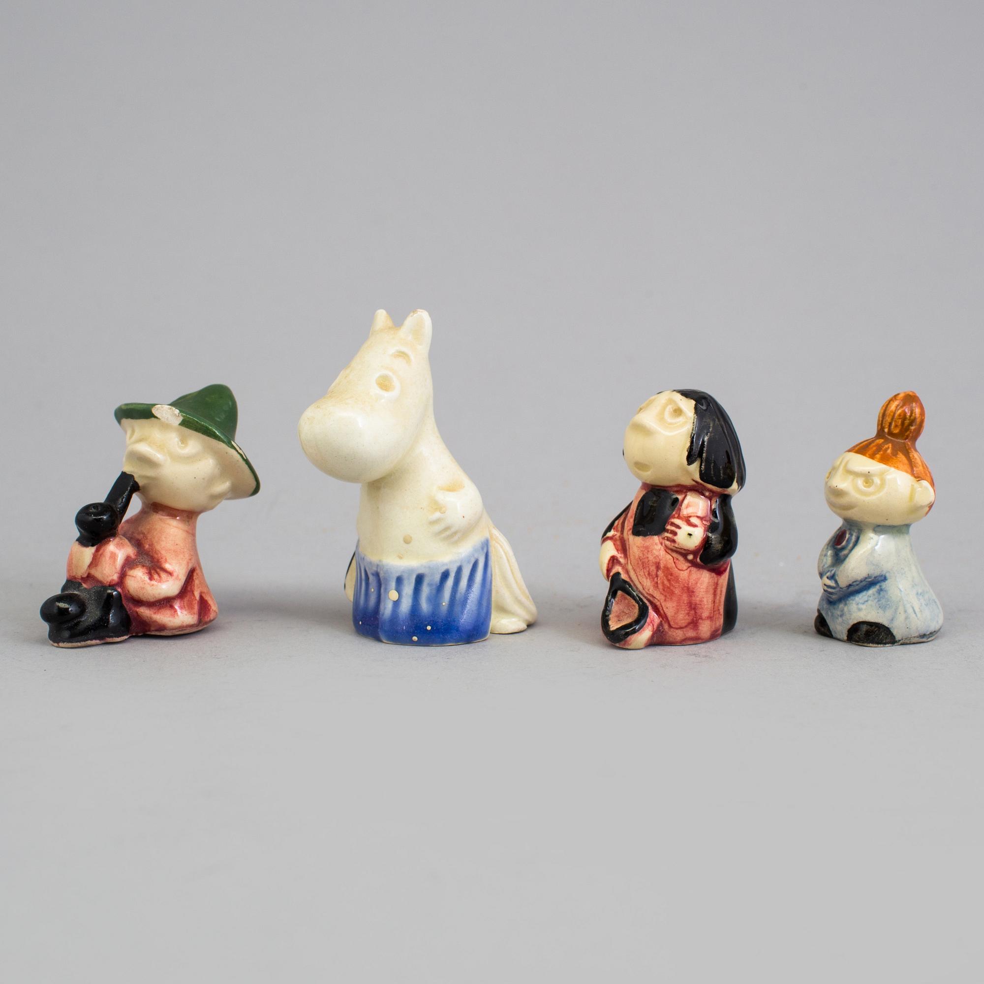 SIGNE HAMMARSTEN-JANSSON, muminfigurer 8 st, keramik, Arabia 1950-tal.