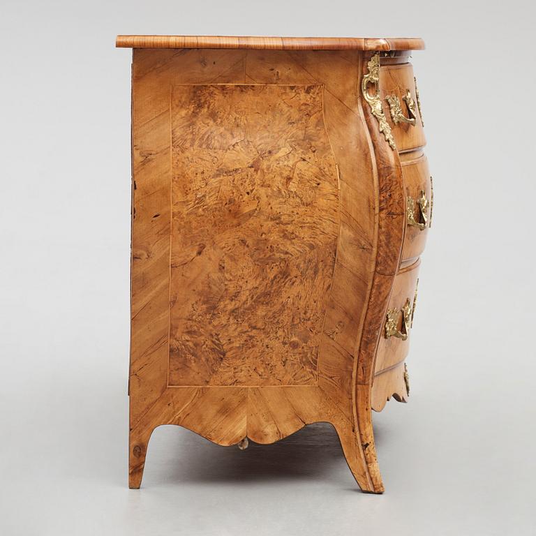 A burr-alder and gilt brass-mounted rococo commode by J. Sjölin (master 1767-85).