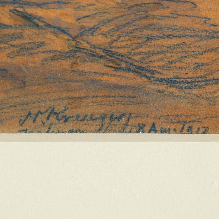 NILS KREUGER, kritteckning, signerad och daterad 1917.