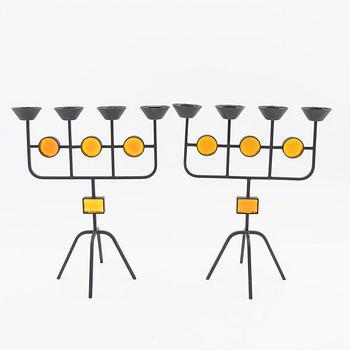 Gunnar Ander, Collection of Candleholders / Candelabra, 14 pieces, Ystad Metall.